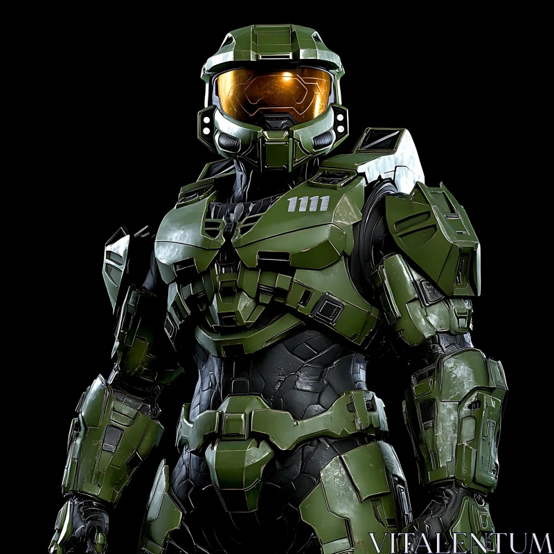 Green Armored Warrior: A Sci-Fi Character AI Image