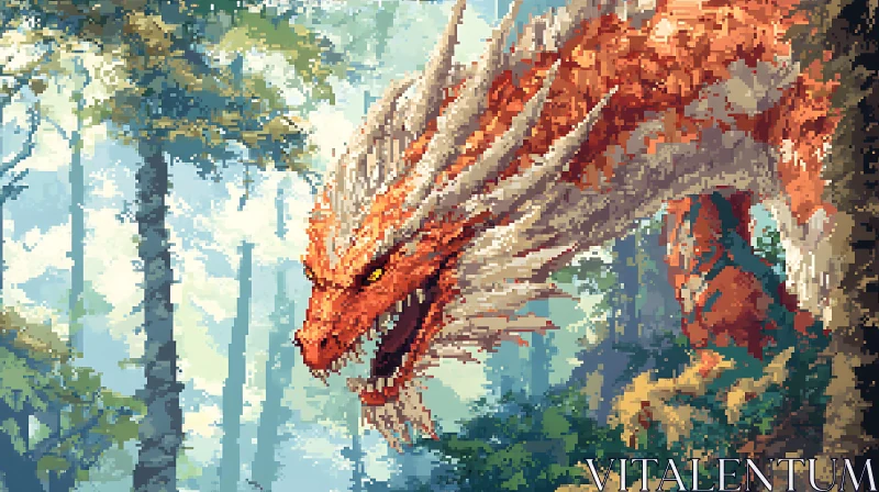 Orange Dragon Pixel Art AI Image