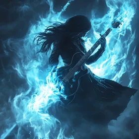 Musician in Blue Fire