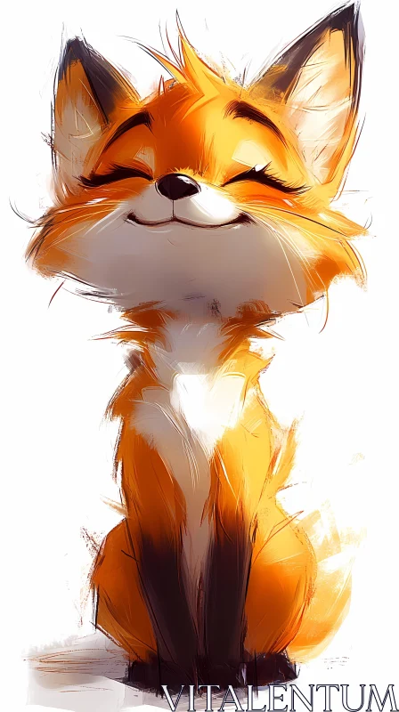 AI ART Playful Orange Fox Art