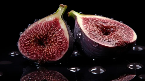 Artistic Still Life of Figs with Water Drops
