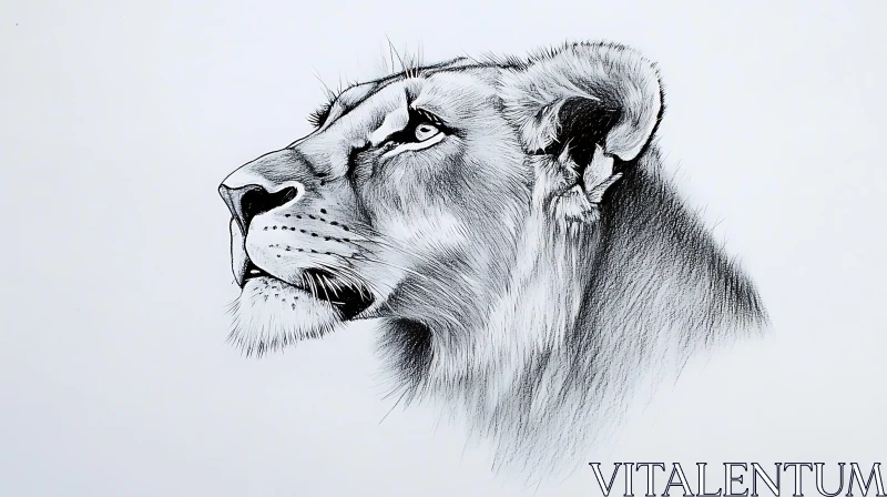 AI ART Monochrome Lion Head Study