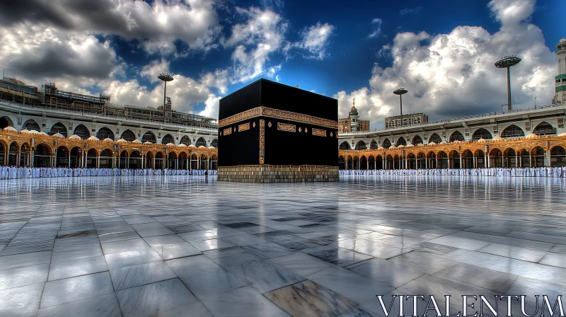 Kaaba's Serene Reflection in Mecca AI Image