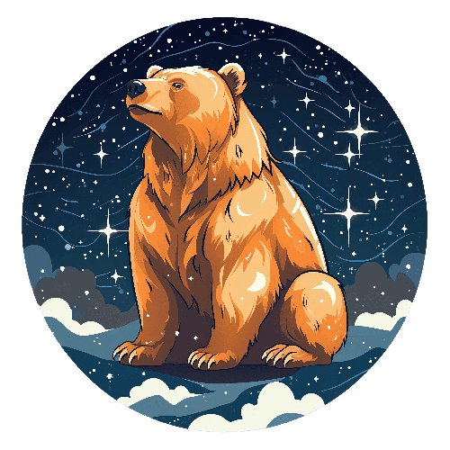 POD Design Bear Under the Starry Night Sky: Digital Illustration