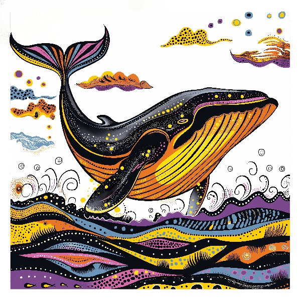 POD Design Vibrant Oceanic Whale Art Tee