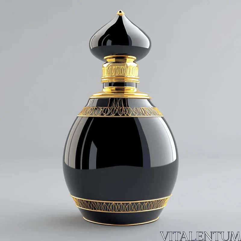 AI ART Opulent Black and Gold Bottle Design