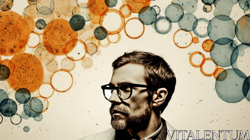 Captivating Artwork of a Man with Glasses and Beard AI Image