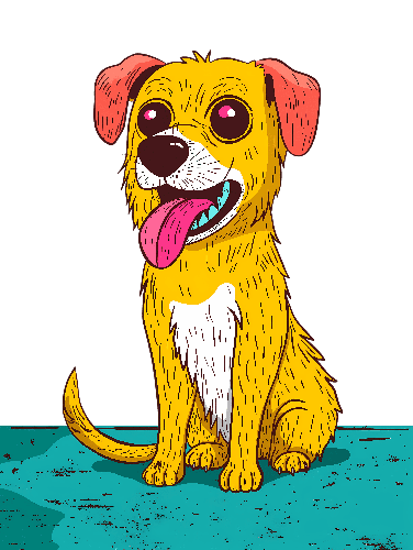 POD Design Cartoon Dog with Happy Expression on Transparent Background