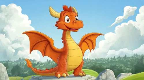 Playful Dragon Character in Cartoon Style