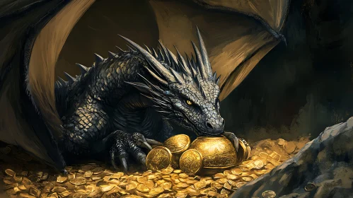 Mythical Dragon on Golden Coins