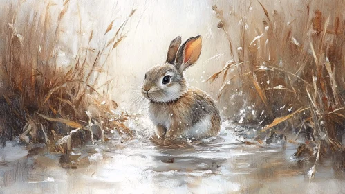 Rabbit in Marshland Art