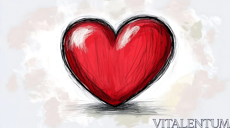 Stylized Heart Drawing for Valentine's AI Image