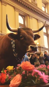 Floral Bull Statue Amidst Extravagant Table Settings