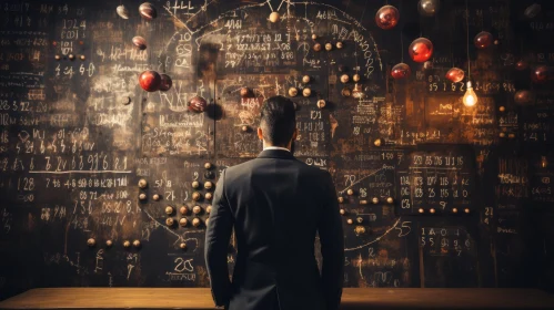 Man holding a blackboard surrounded by balls - Spectacular Backdrops