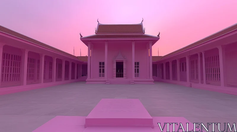 Pink Building at Sunset: A Captivating Thai Art and Architecture AI Image