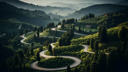 Winding Road through Untouched Italian Landscape