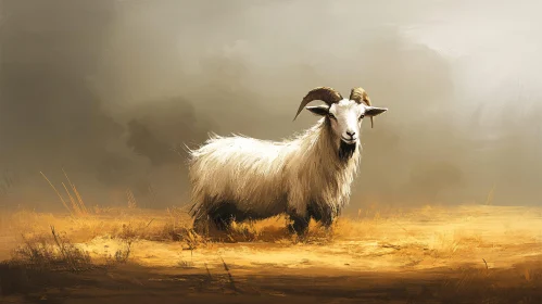 Serene Goat Portrait in Rustic Ambiance