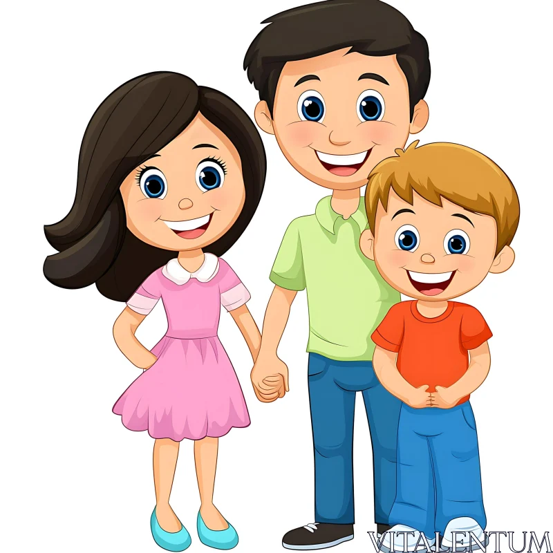 AI ART Happy Family Cartoon Illustration