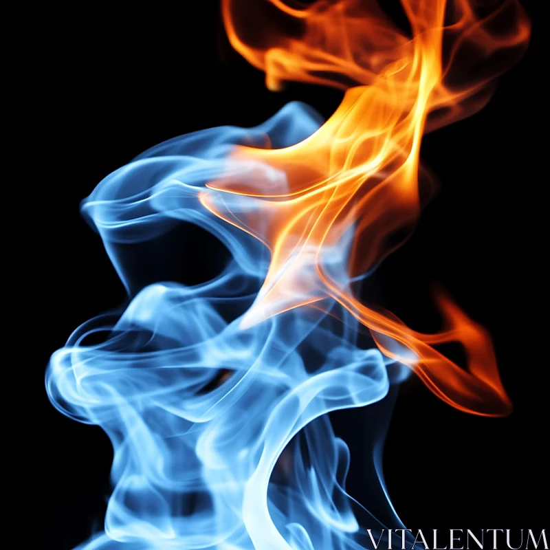 Harmonious Blue and Orange Fire and Smoke AI Image