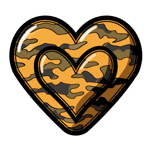 Camouflage Heart Art on Apparel POD Design