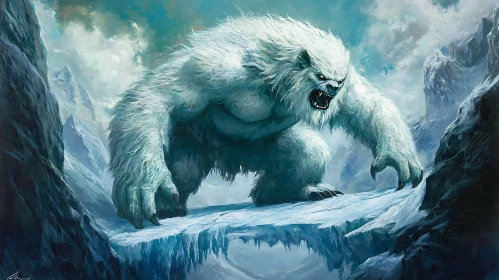 Furious Yeti in the Snowy Mountains