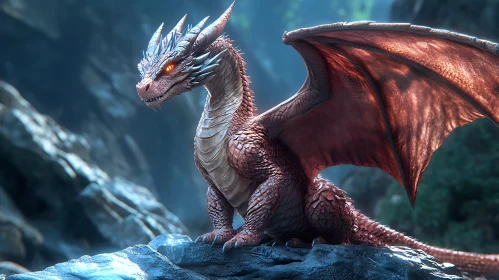 Dragon Resting on Rocks