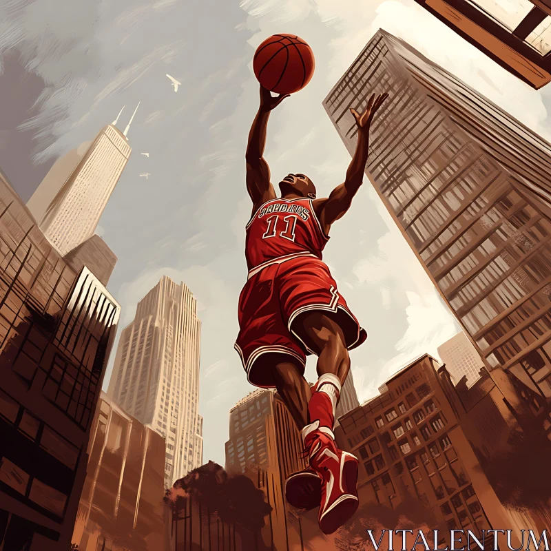 Urban Basketball Art AI Image