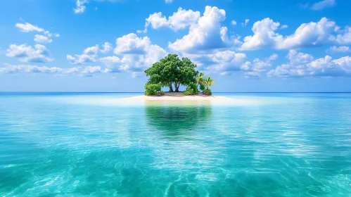 Tranquil Oceanic Island Scene with Clear Sky