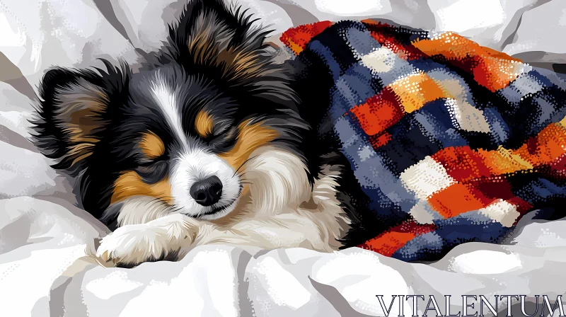 Cozy Dog in Blanket AI Image