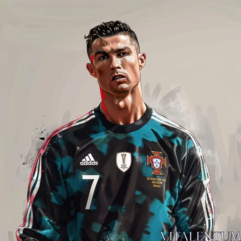 Cristiano Ronaldo Art in Football Attire AI Image