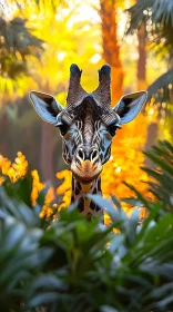 Giraffe Head in Tropical Sunlight