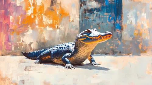 Colorful Reptile in Abstract Brushstrokes