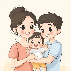 Cartoon Family Happiness