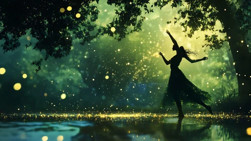 Woman Dancing in a Fairy Tale Forest