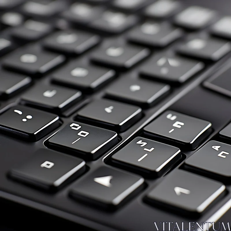 Detailed View of a Black Typing Keyboard AI Image