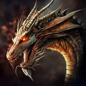 Fantasy Dragon Head with Intense Eyes