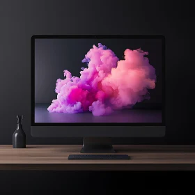 Artistic Smoke Display on Black Monitor