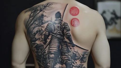 Warrior Back Tattoo with Japanese Influence