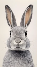 Serene Close-Up of a Gray Rabbit