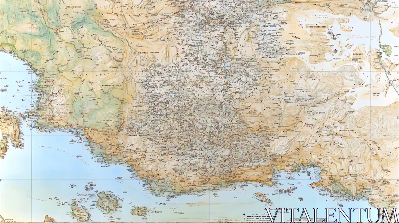 AI ART Detailed Antique Map of Ancient World