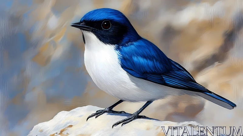 Vivid Blue and White Bird AI Image