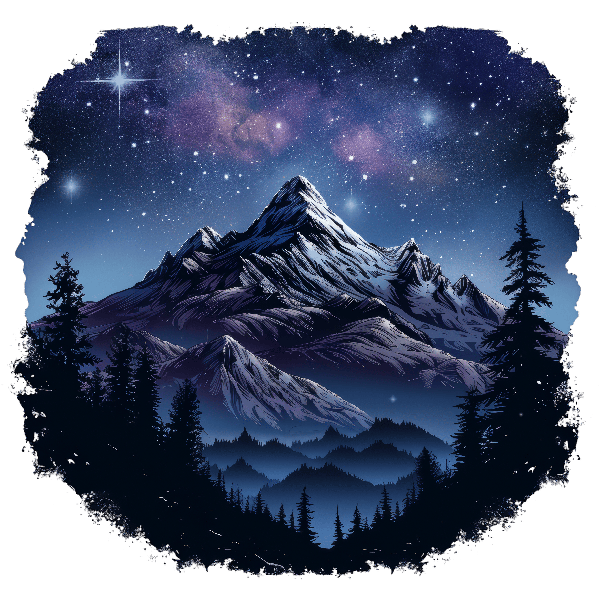 Serene Starry Mountain Night T-Shirt Design POD Design