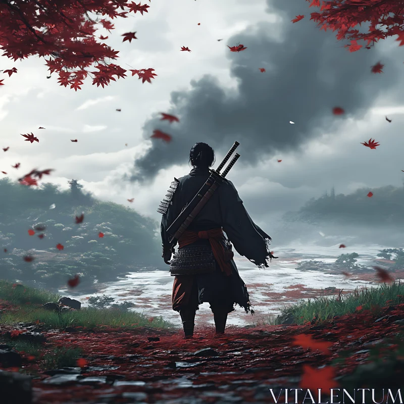 AI ART Samurai in the Fall