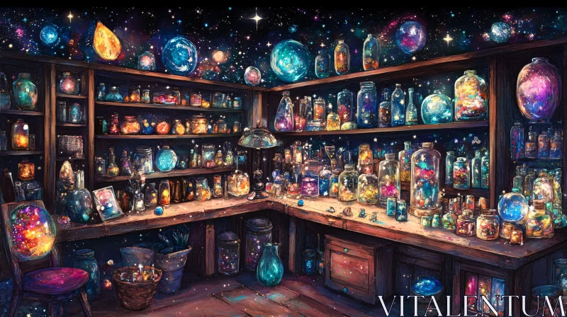 AI ART Magical Space Jars Room