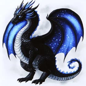 Fantasy Dragon Art with Blue Highlights