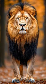 Golden Mane Lion in Woods