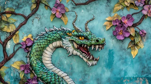 Floral Dragon Wall Sculpture Artistic Design