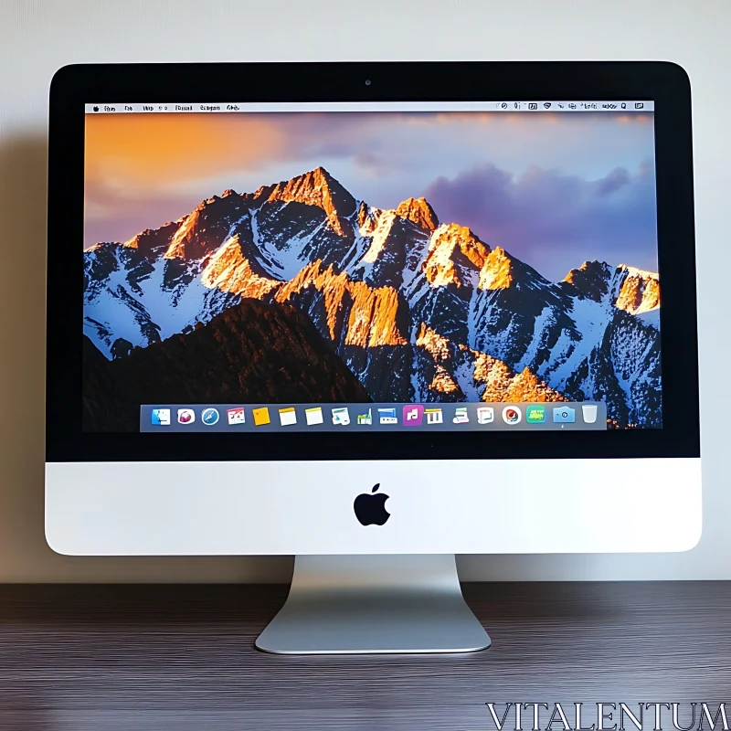 iMac with Mountain Landscape Screen AI Image