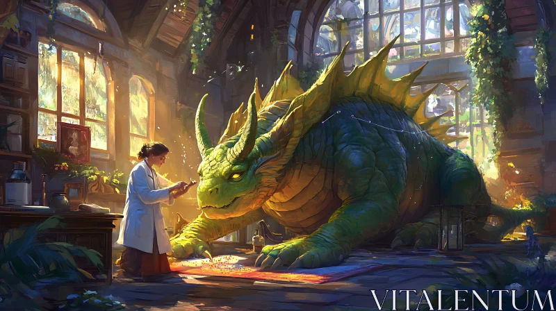 AI ART Fantastic Science: Dragon and Scientist