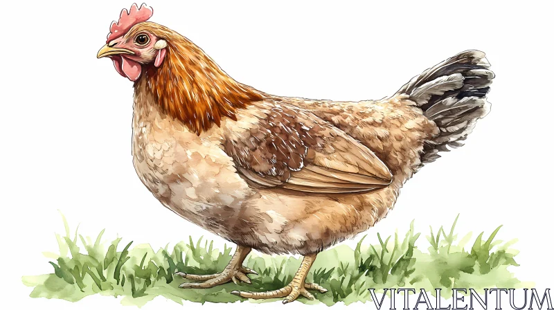 AI ART Farmyard Chicken in Watercolor